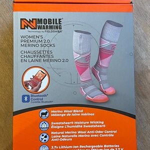 Mobile Warming Women's Premium 2.0 Merino Heated Socks - Gray & Pink